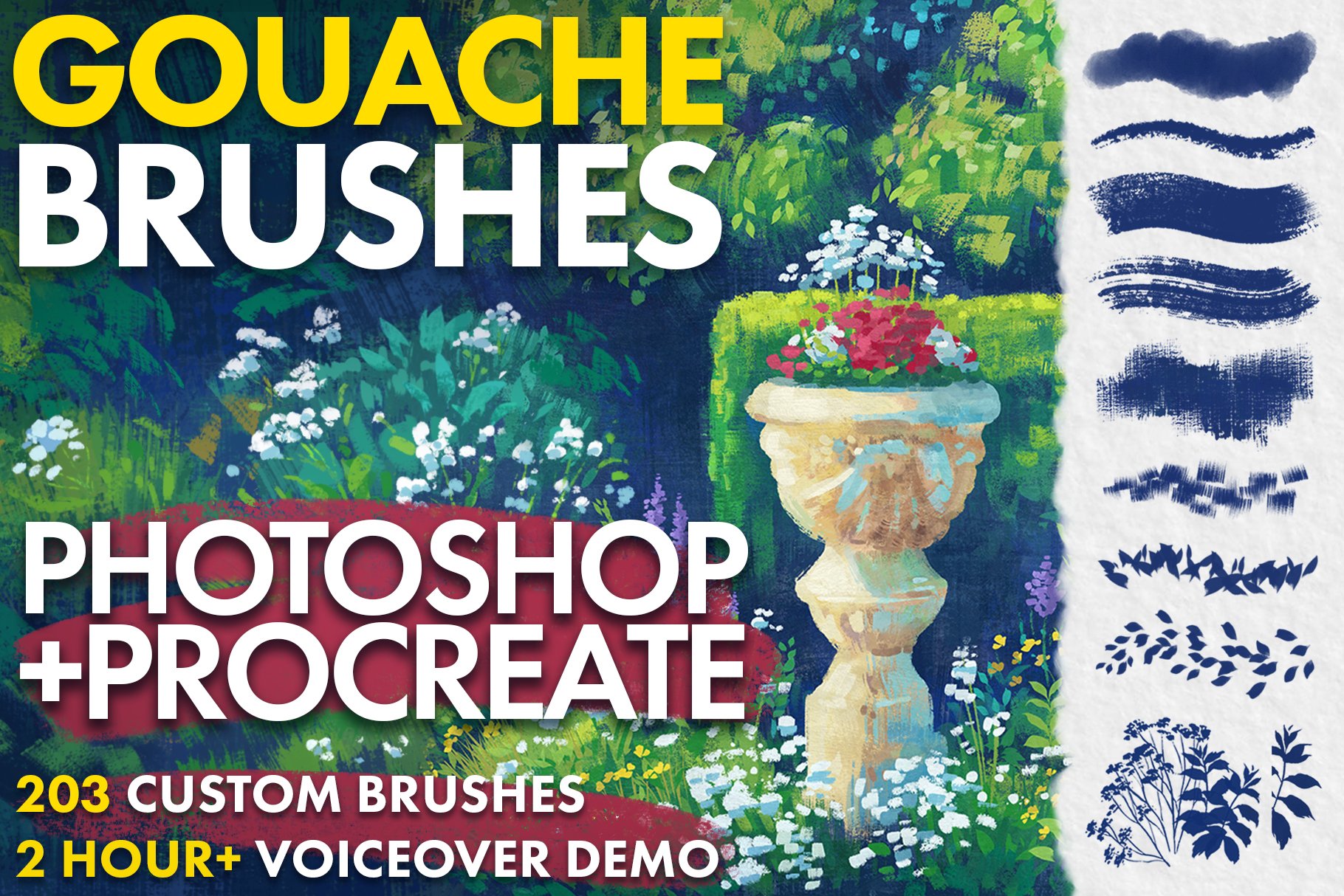 Gouache Brushes for Photoshop and Procreate