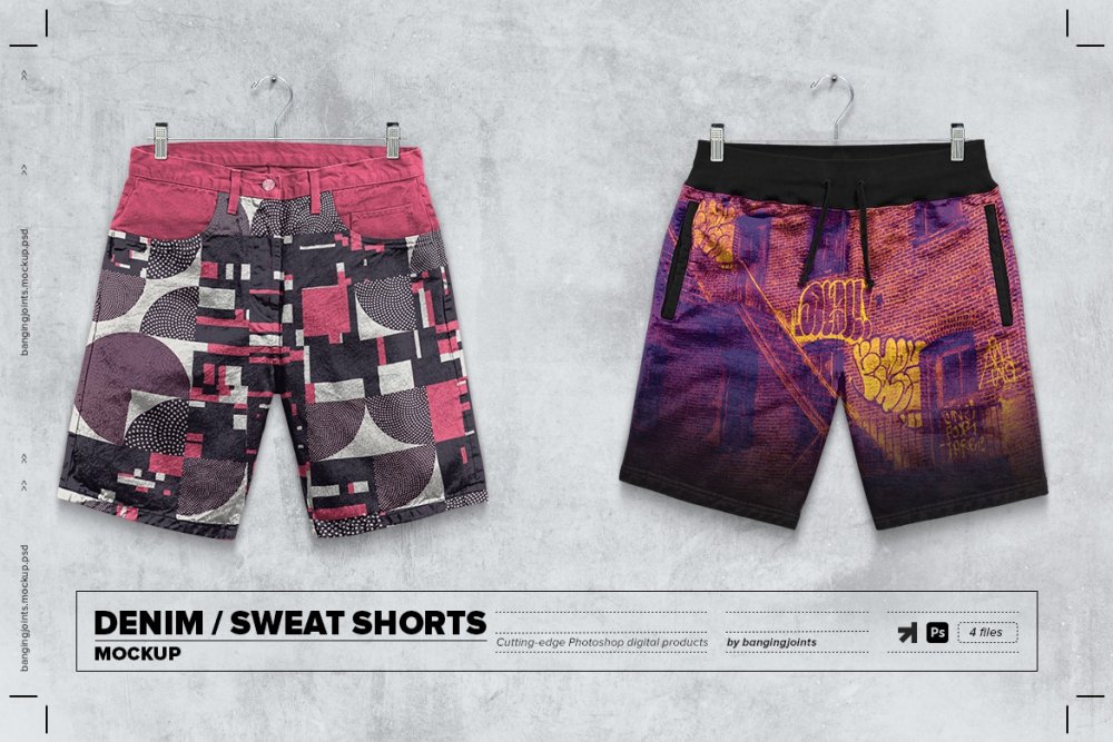 Denim Shorts Sweat Shorts Mockup - Design Cuts