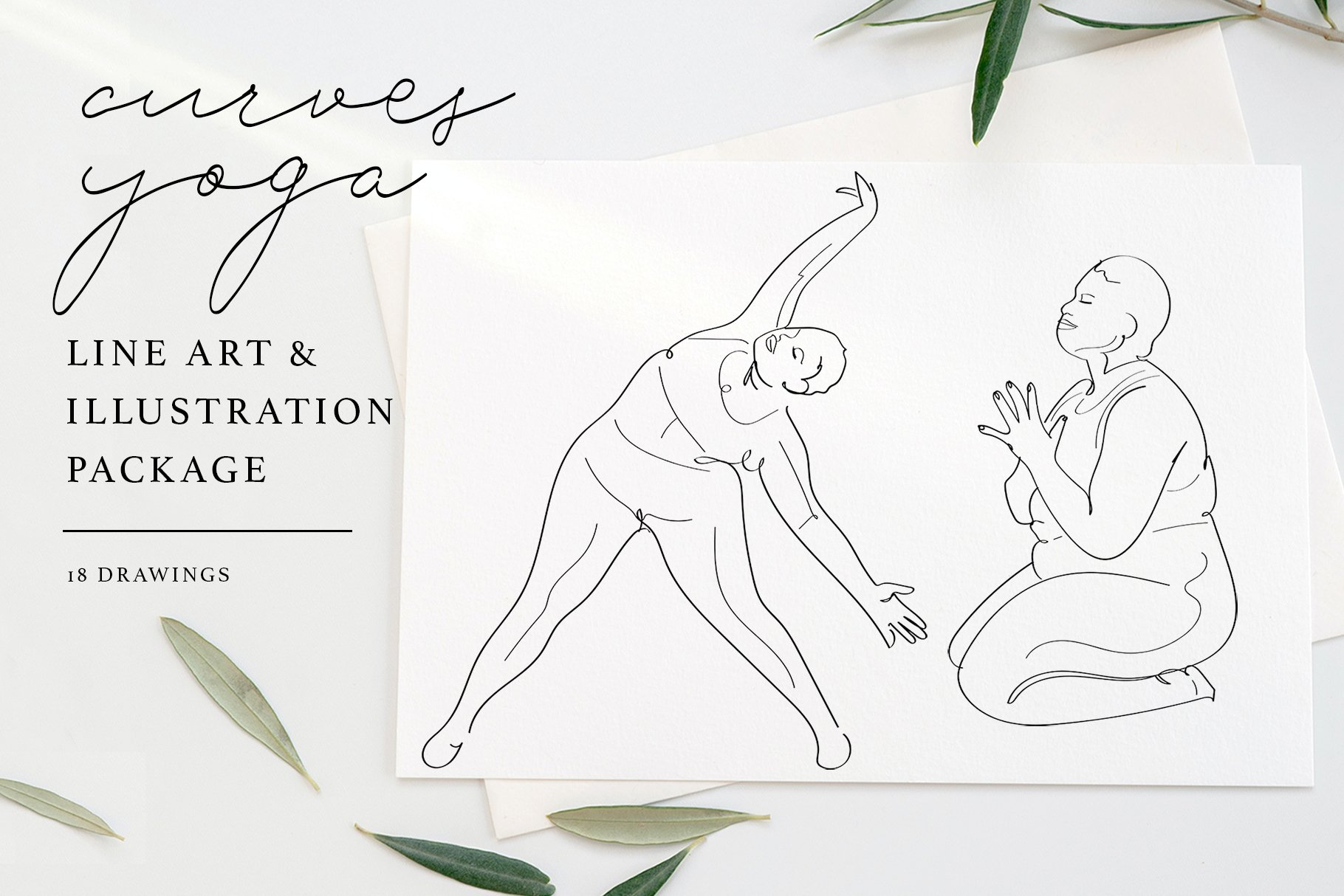 Curves Yoga Line Art and Illustration Package