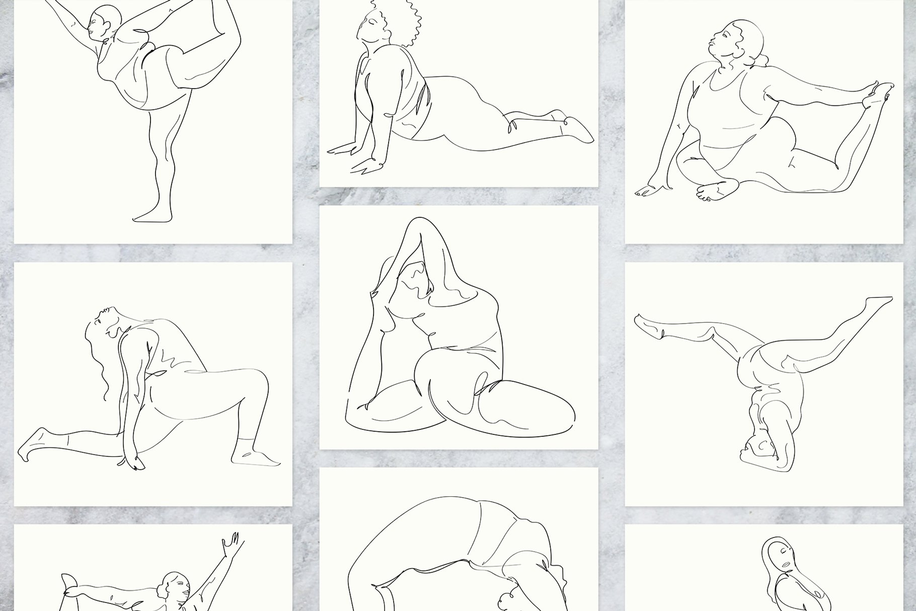 Curves Yoga Line Art and Illustration Package