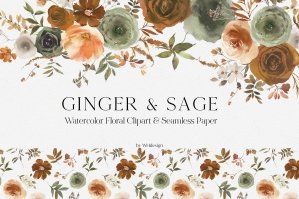 Ginger & Sage Watercolor Floral Clipart