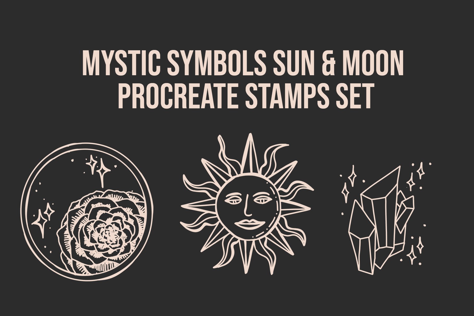 Mystic Symbols Sun & Moon Procreate Stamps Set