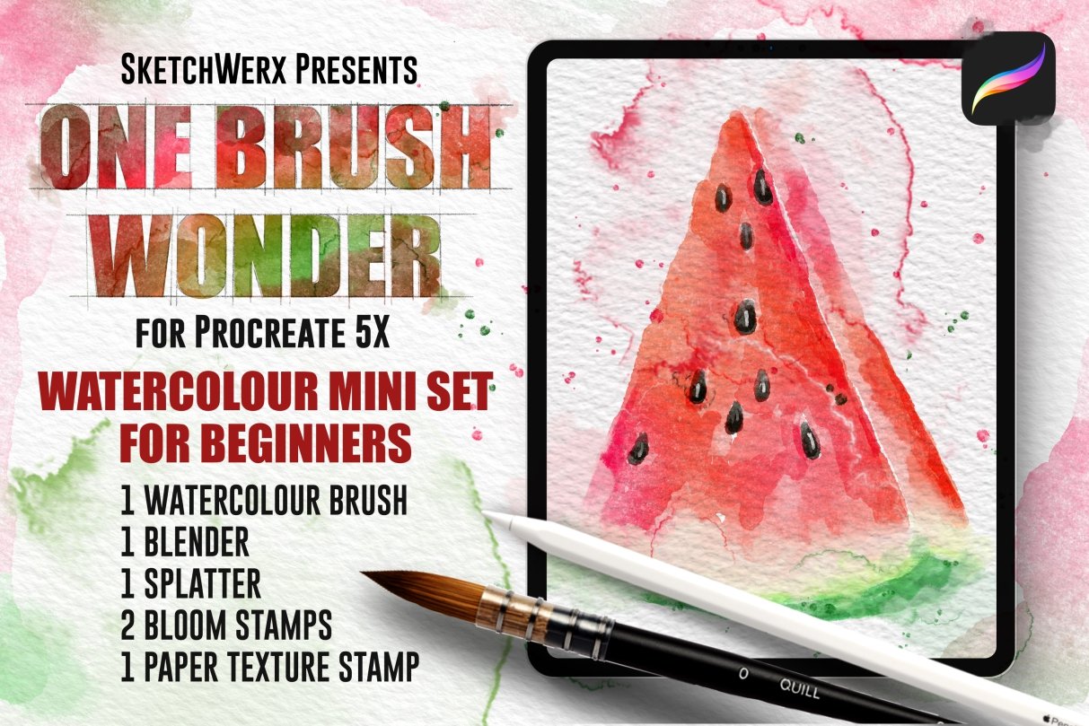 Watercolour Blooms: 150 Stamp Brushes for Photoshop - Design Cuts