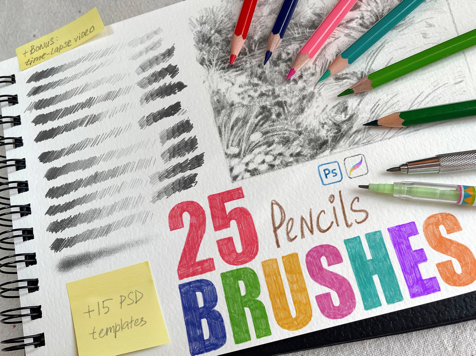 Pencil Brushes Photoshop Procreate