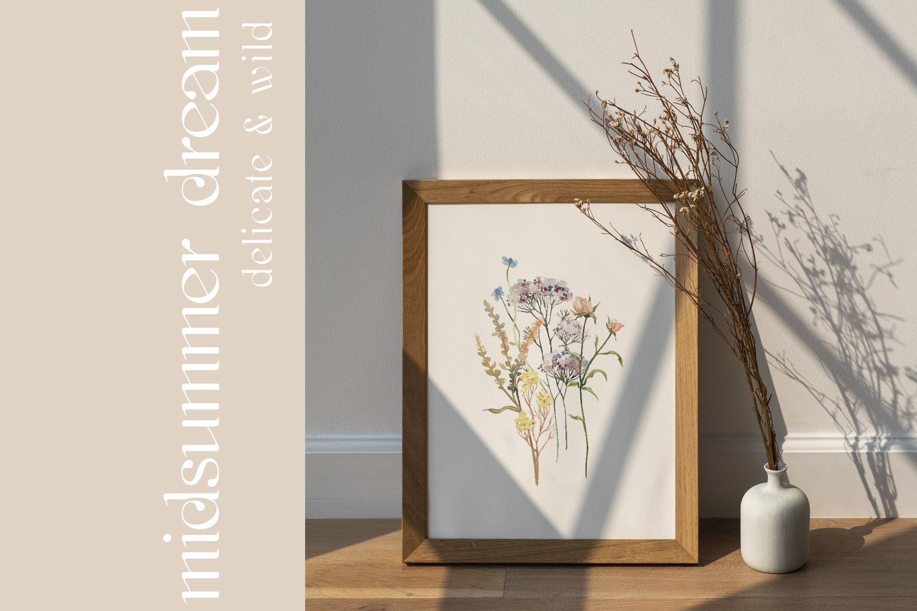 Midsummer Dream - Watercolor Delicate Wildflowers