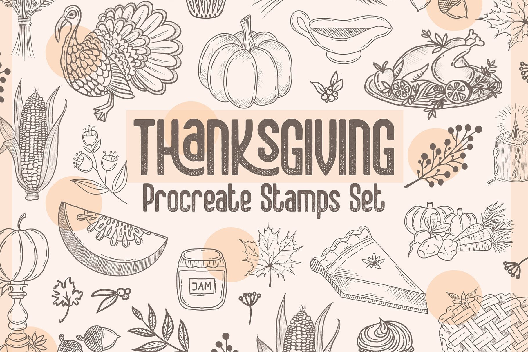 Thanksgiving & Autumn Procreate Stamps Set