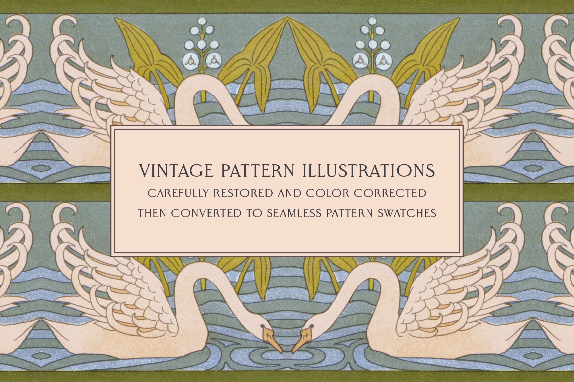 Vintage Swans Seamless Pattern