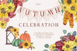 Autumn Celebration Thanksgiving Day Watercolor