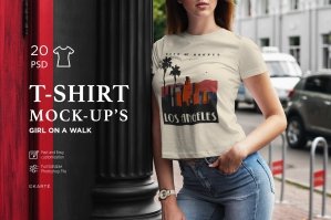 T-Shirt Mock-Up Girl on a Walk