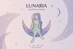 Lunaria Woman & Moon Line Art Collection