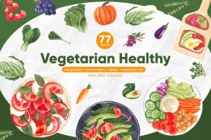 Vegetarian Healthy Watercolor