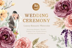 Wedding & Flowers Ceremony Watercolor