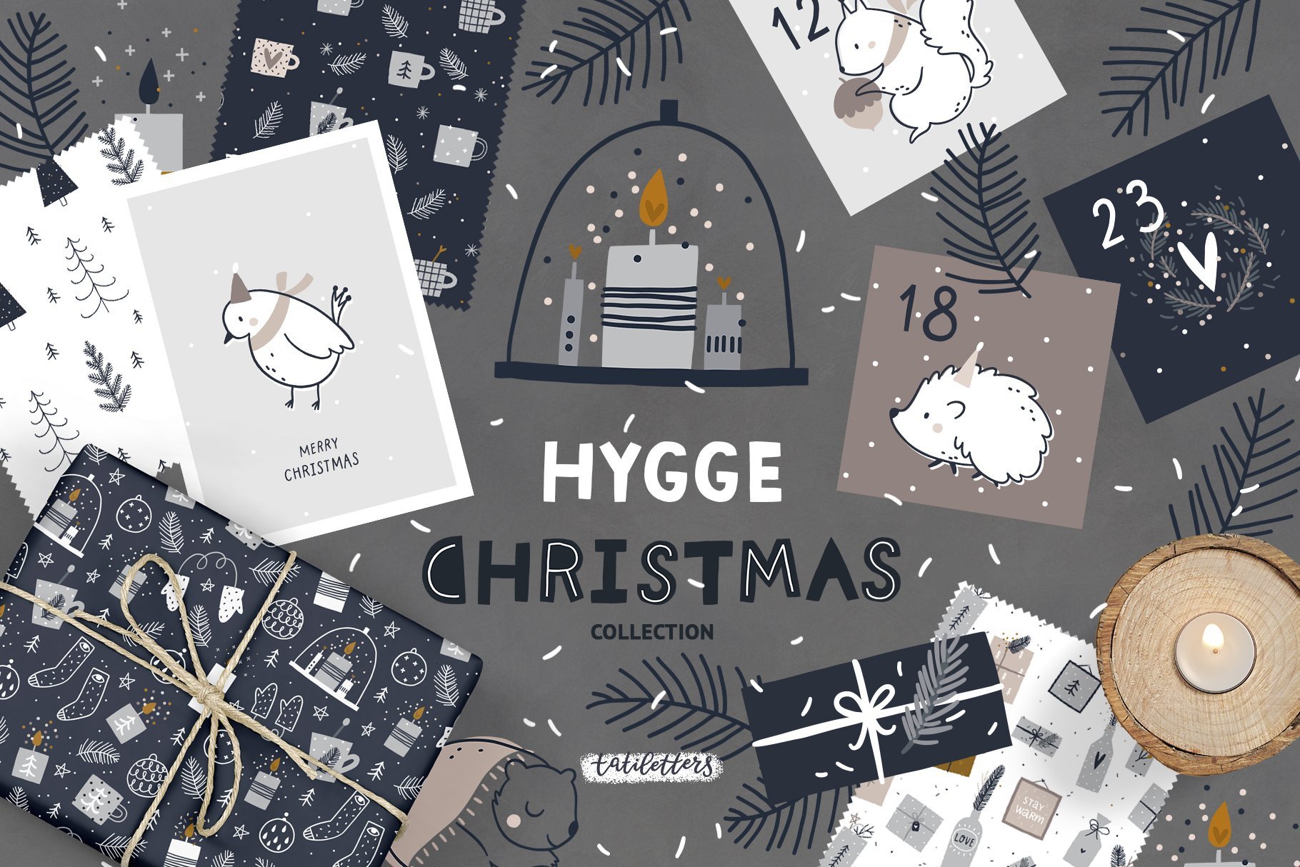 Hygge Christmas Cards & Patterns Design Cuts