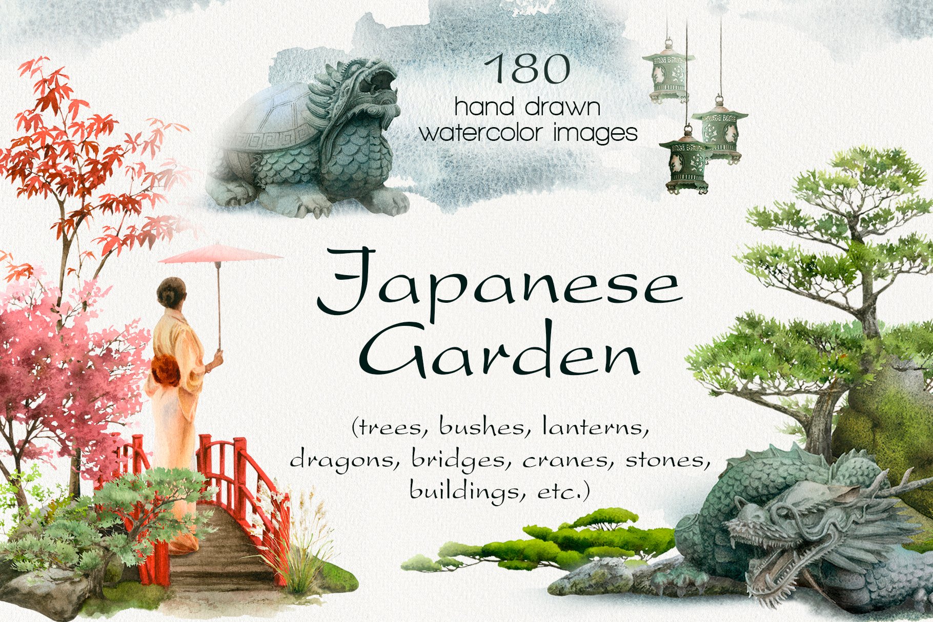 Japan Watercolor Graphic Set - Design Cuts