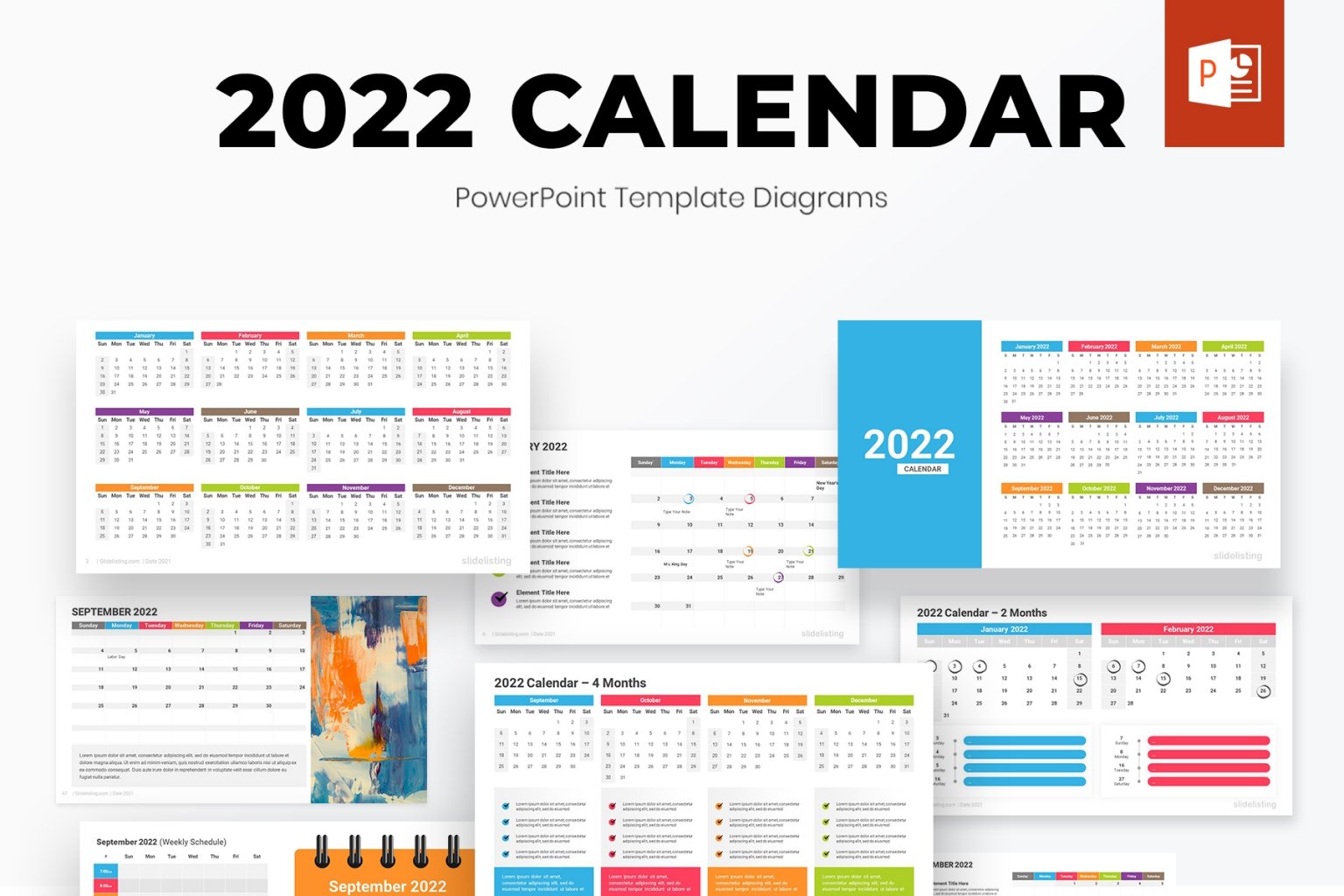 2022 Calendar PowerPoint Diagrams - Design Cuts