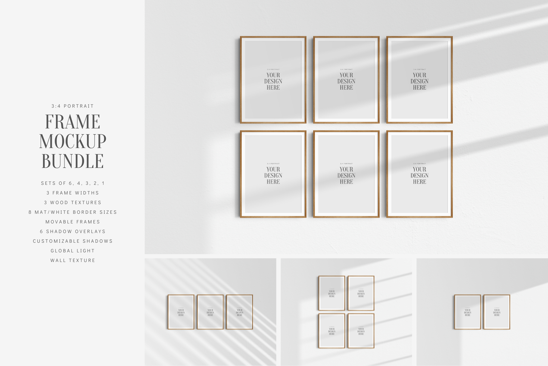 Frame Mockup Bundle 3:4 Portrait   Design Cuts