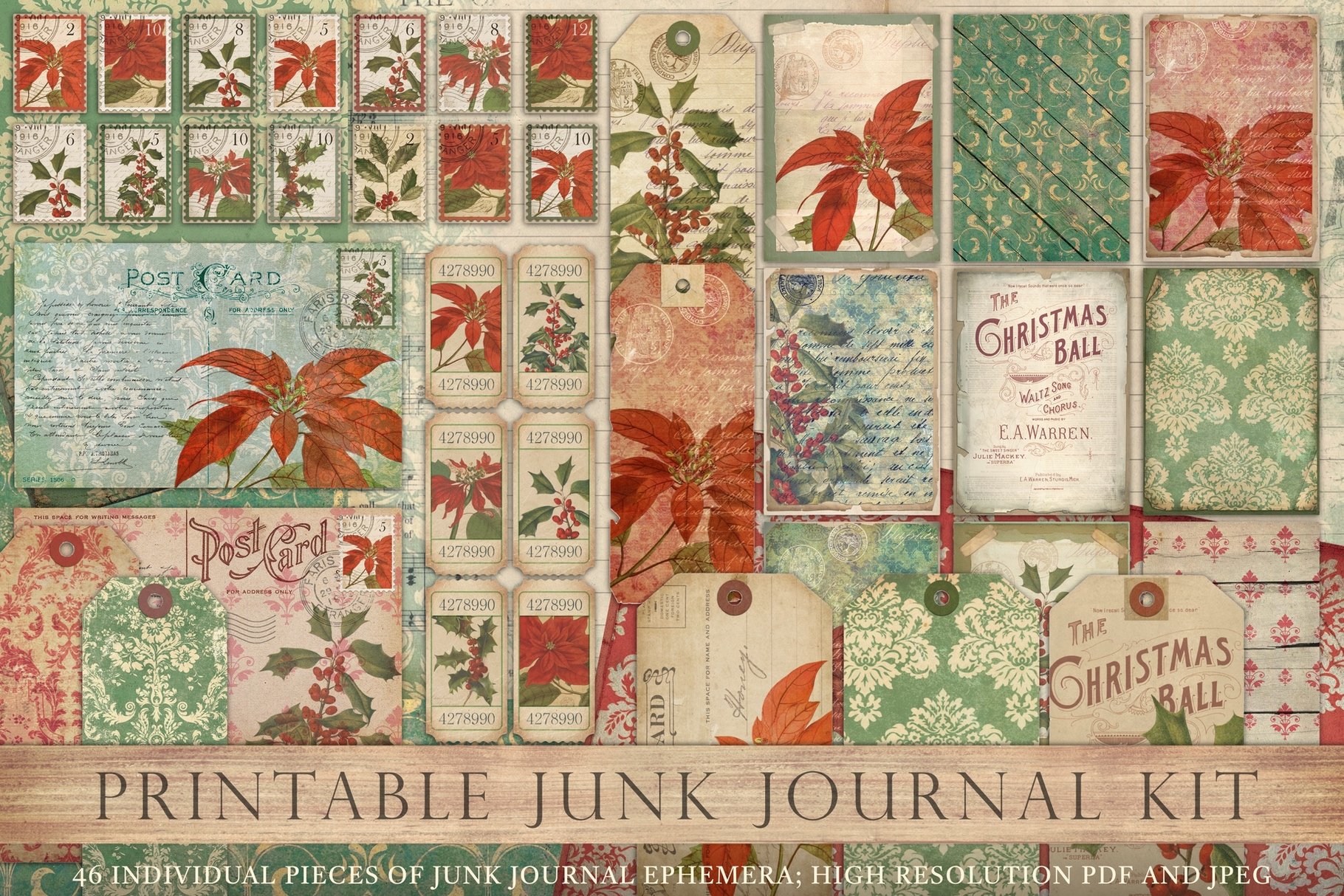 Junk Journal Paper Backgrounds Texture Pack - Design Cuts