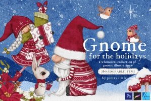 Gnome for the Holidays - A Magical Collection of Gnome Illustrations