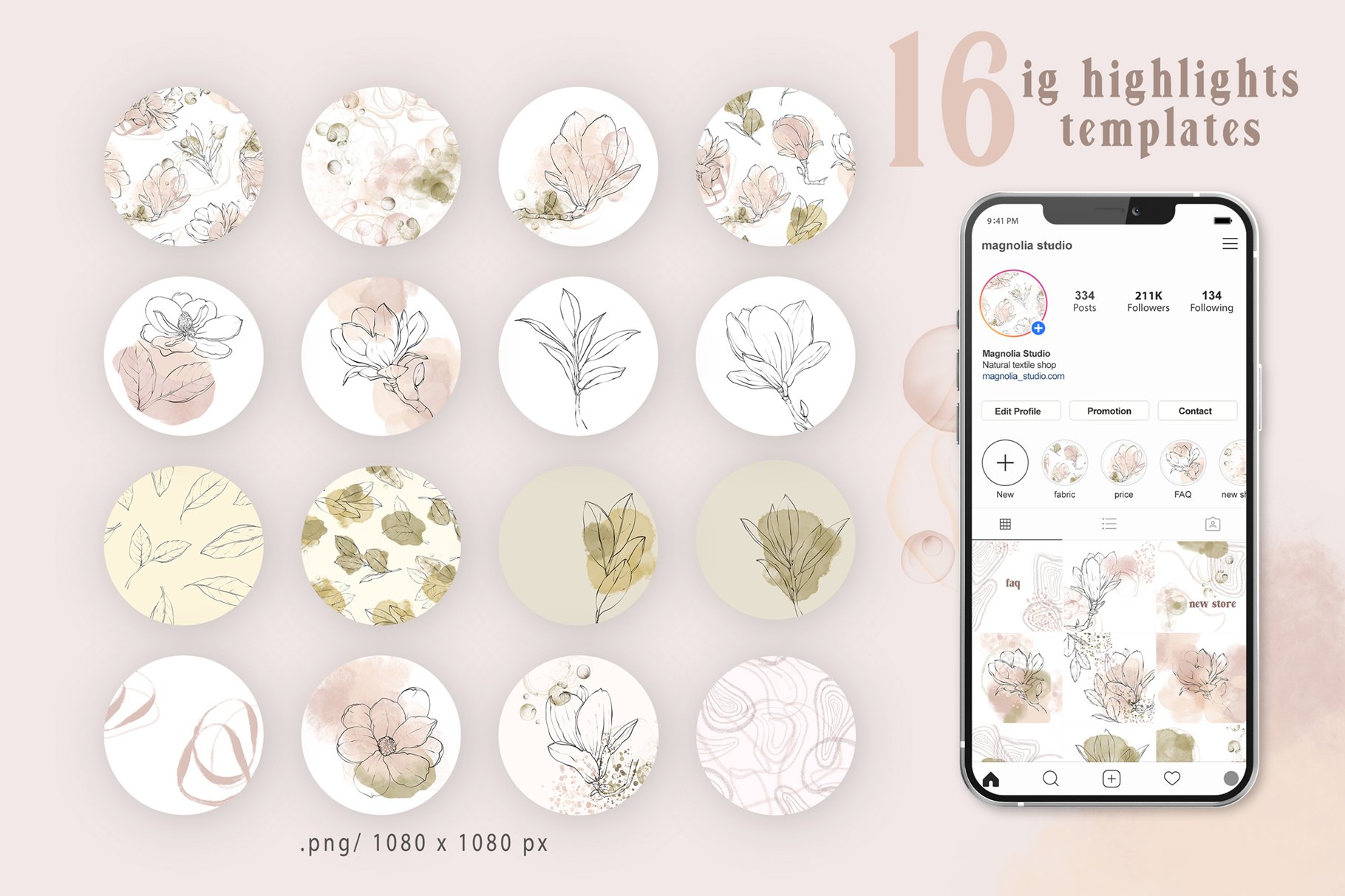 Magnolia Floral Line Art and Abstract Collection