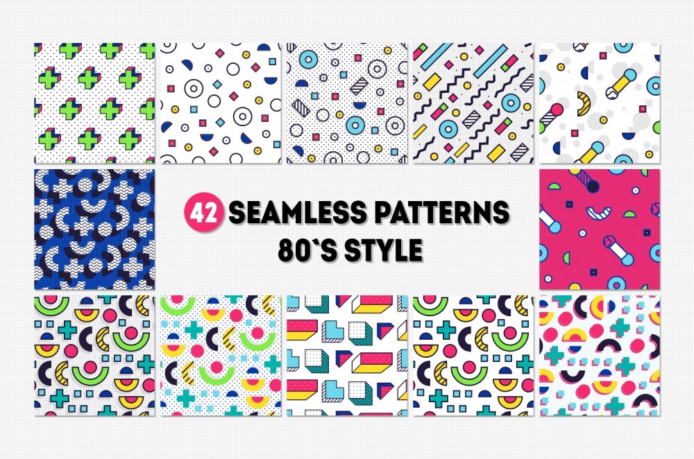 42 Seamless Patterns In 80s Style