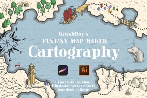 Procreate Cartography - 236 Fantasy World Map Maker Brushes