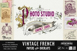 Vintage French Photo Studio Papers And Overlays