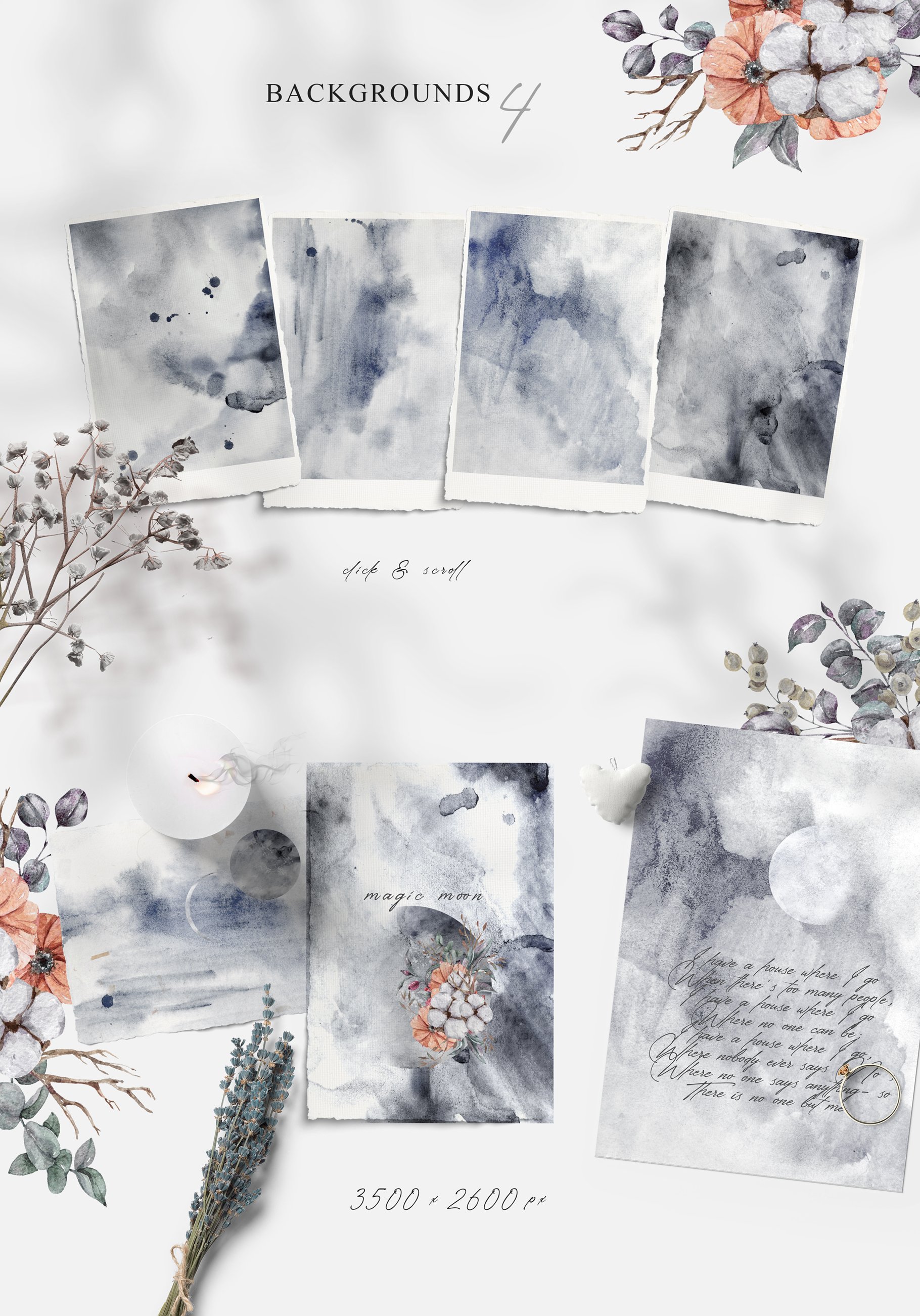 Winter Christmas Watercolor Floral Collection
