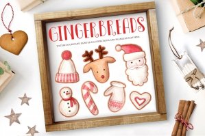 Watercolor Christmas Gingerbreads