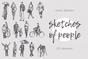 Big Collection of Sketches of People