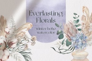 Winter Everlasting Florals - Boho Watercolor Collection