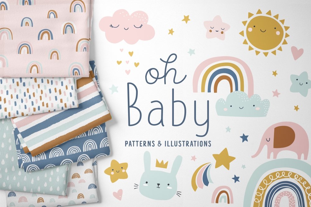 Baby Cute Clipart + Patterns - Design Cuts