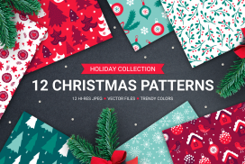 12 Christmas Seamless Patterns - Red & Green - Design Cuts