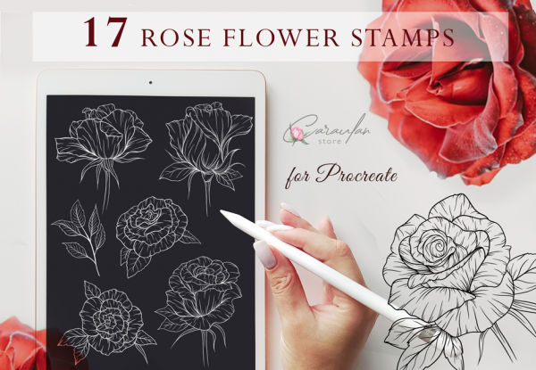 Floral Stamps Brushes for Procreate Gráfico por Duckyjudy store