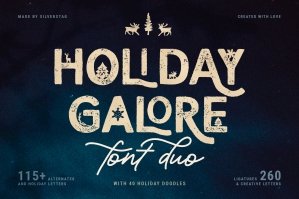 Holiday Galore - Hand-Drawn Font Duo With Doodles