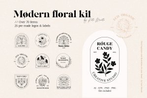 Line Floral Logo Kit Organic Labels