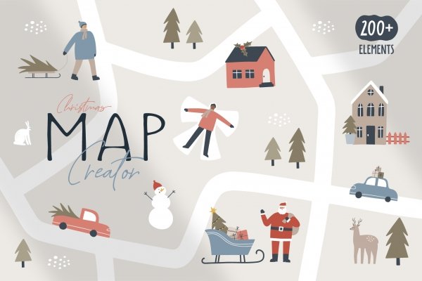 Modern Christmas Cards & Map Creator - Design Cuts