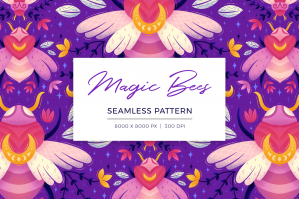 Magic Bees - Floral Pattern