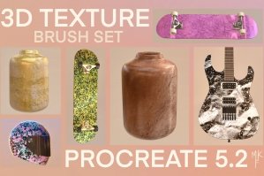 3D Texture Brush Set - Painting brushes for Procreate 5.2