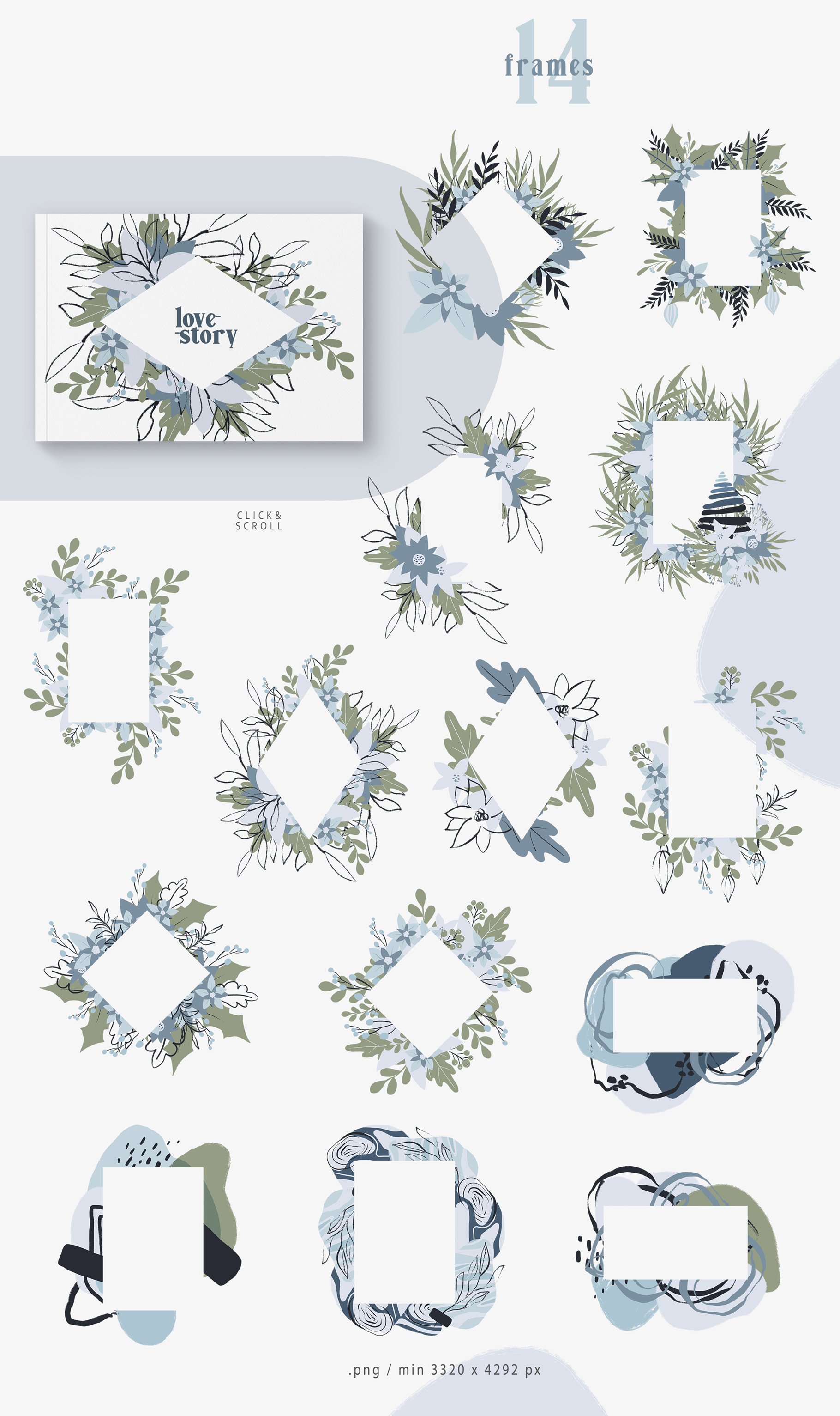 Abstract Scandinavian Christmas Floral Collection