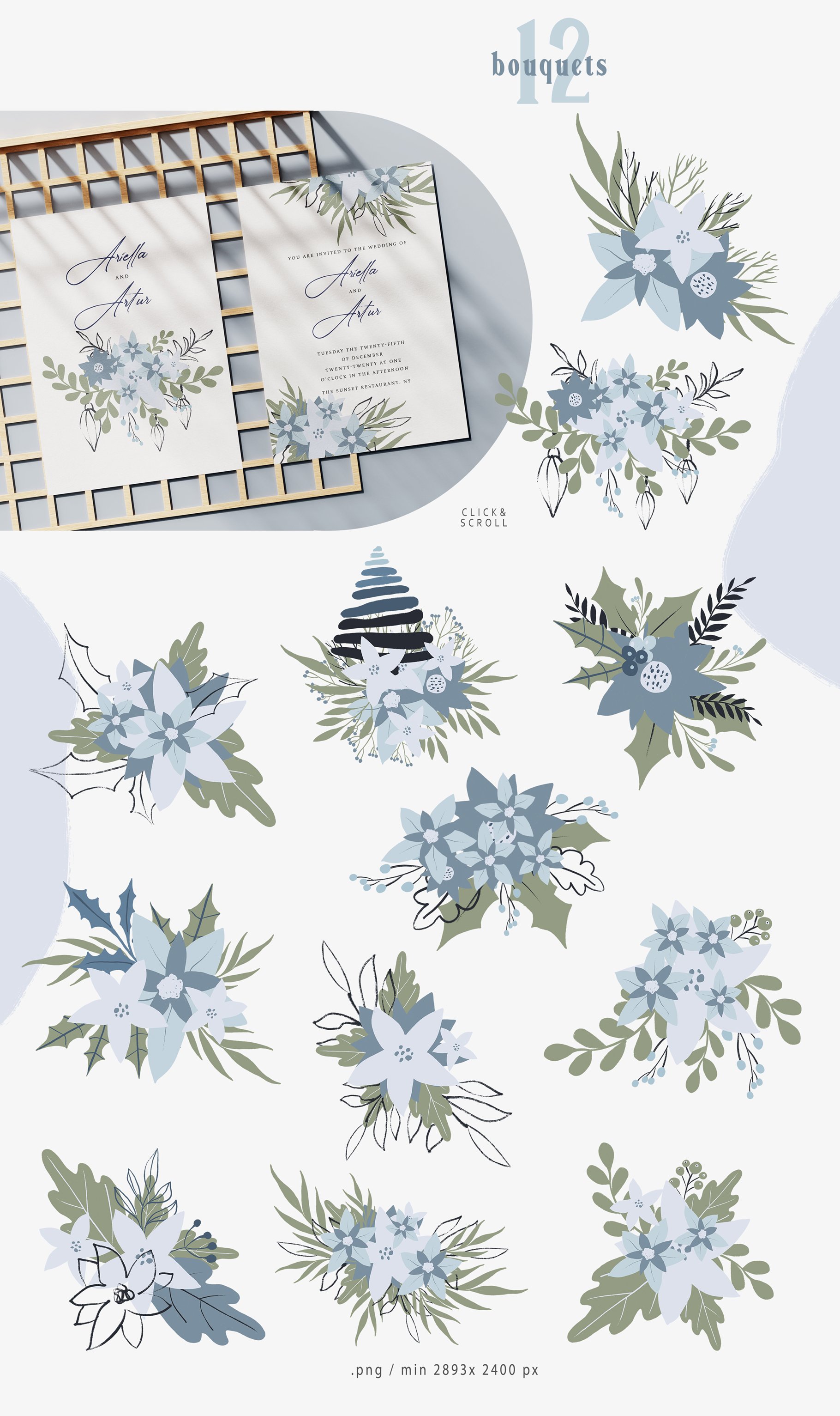 Abstract Scandinavian Christmas Floral Collection
