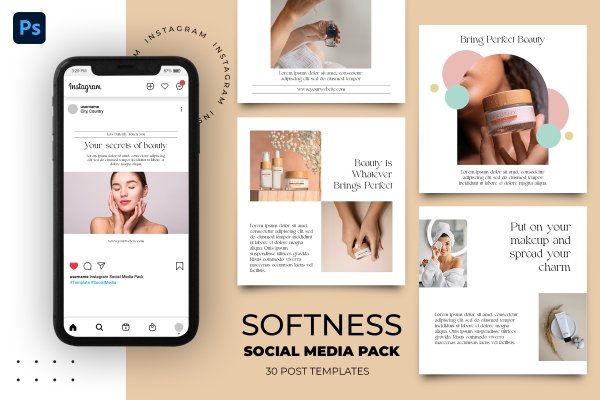 Softness Instagram Social Media Templates Pack - Design Cuts