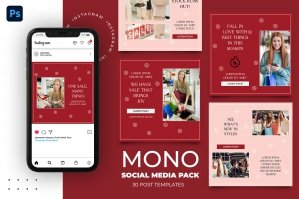 Mono Instagram Pack - 30 Social Media Templates