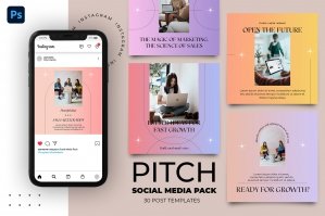 Pitch Instagram Pack - 30 Social Media Templates