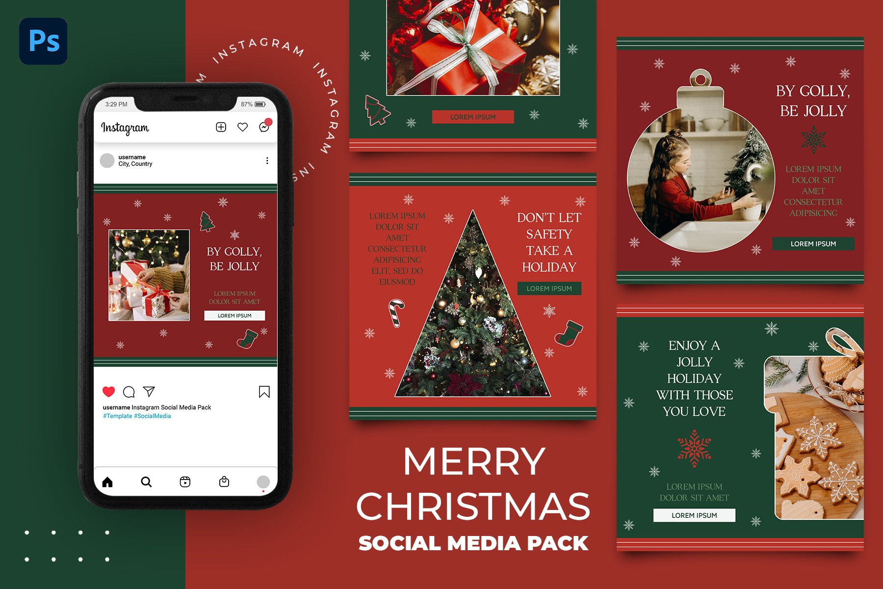 Merry Christmas Instagram Social Media Templates - Design Cuts