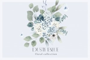 Dusty Blue Winter & Spring Watercolor Collection