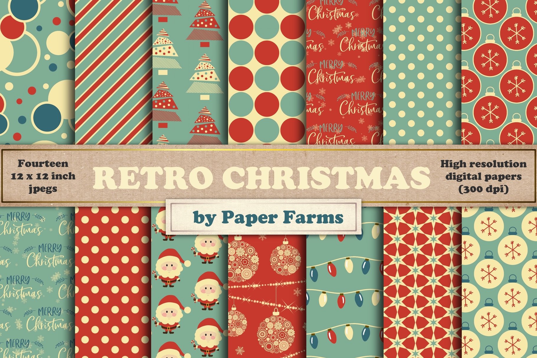 Retro Christmas Scrapbook Paper - Design Cuts
