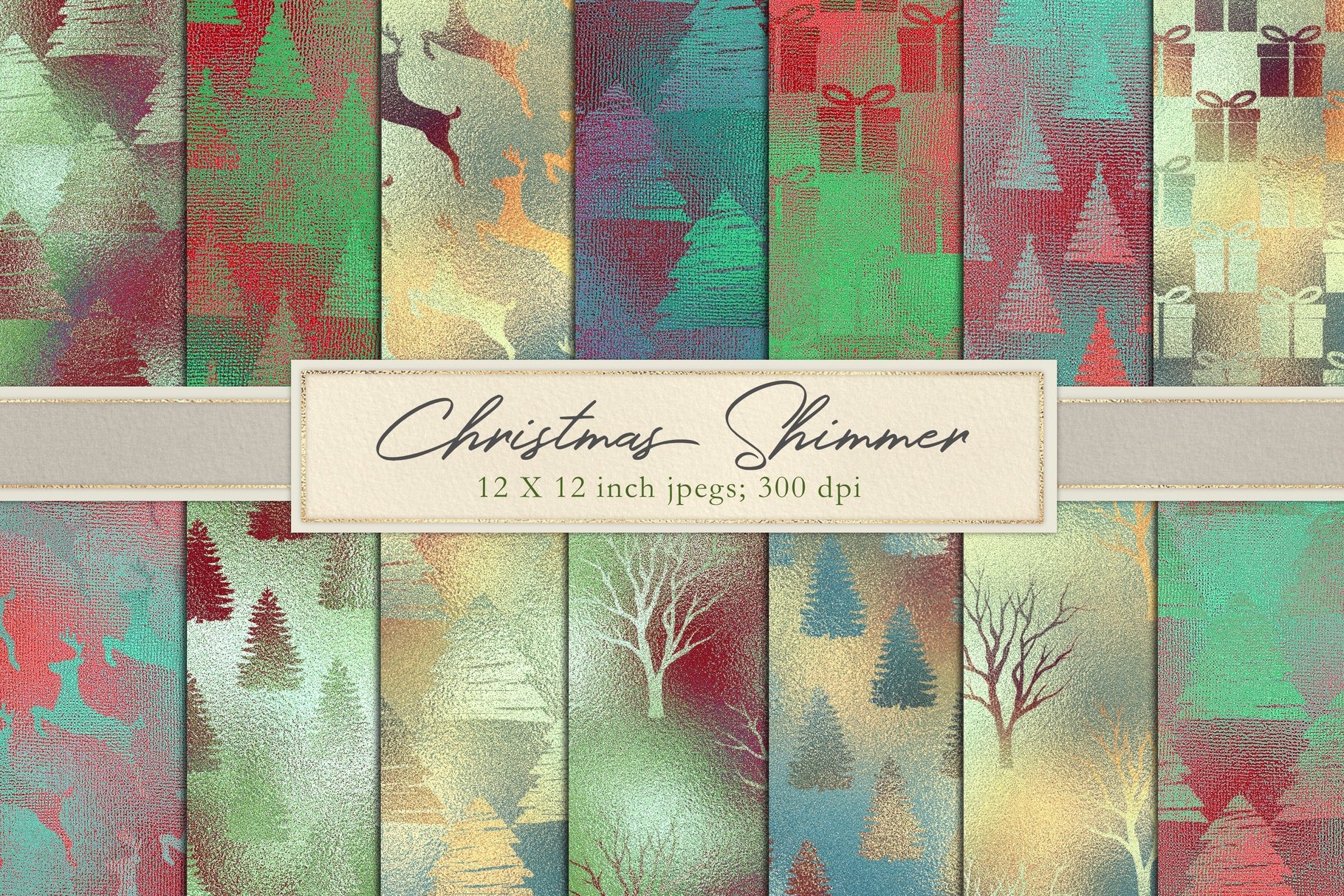 Christmas Foil Digital Papers - Design Cuts