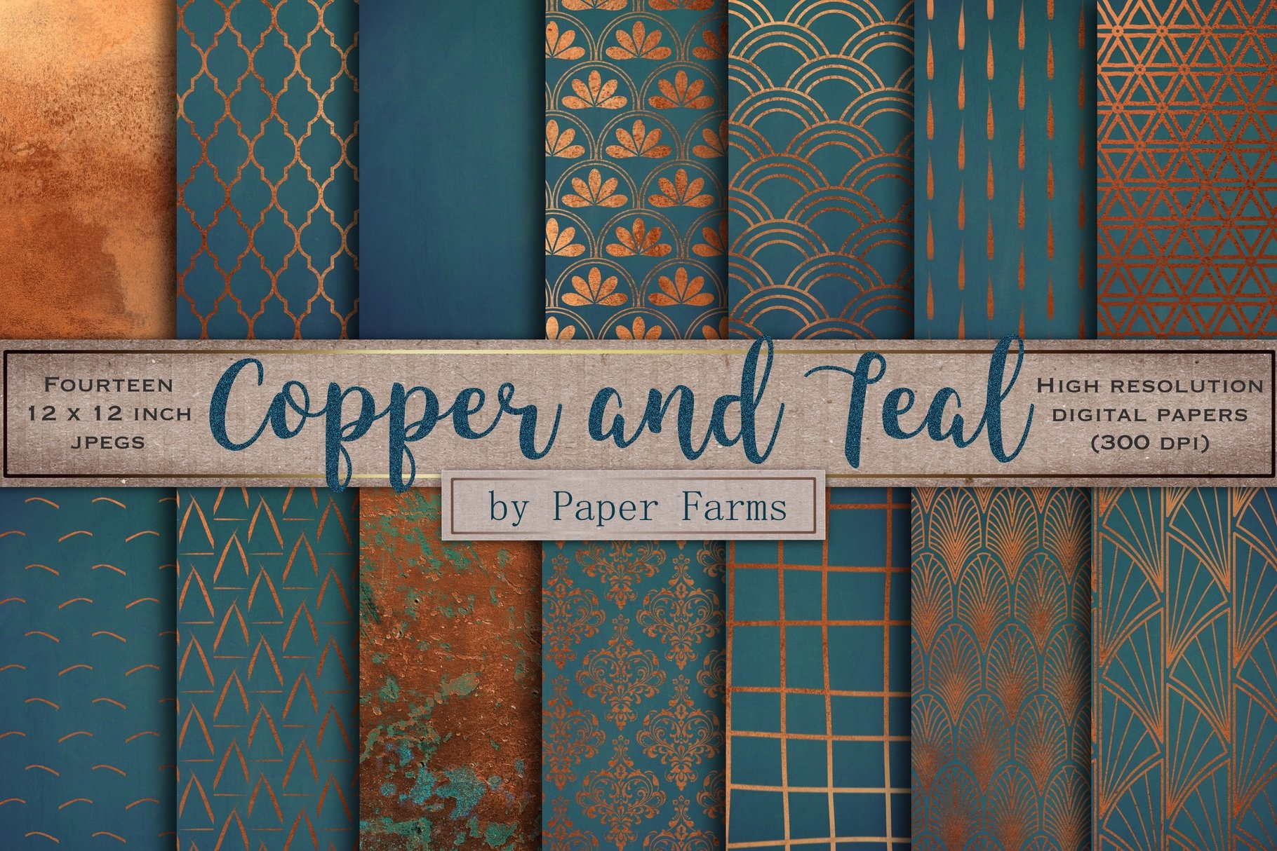 Copper Foil, Copper Textures, Digital Paper, Scrapbook Paper