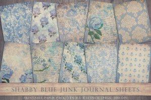 Shabby Blue Junk Journal Pages