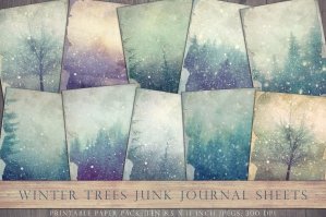 Winter Pine Junk Journal Sheets